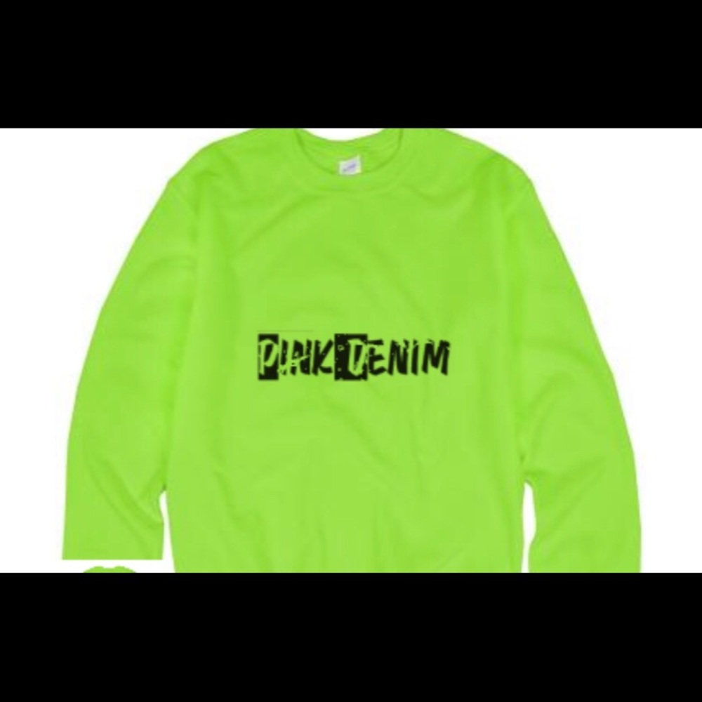 Pink denim logo sweater